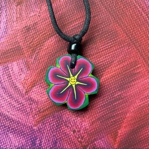 Sunshine flower Psychedelic retro clay necklace